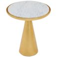 Lino Side Table - Small Round - White Marble with Gold Metal
