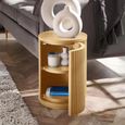Louis Side Table - 1 Door - Round - Light Oak Effect - Fluted Base