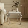 Louis Grey Marble and Chrome Square Side Table