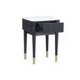Louis Lamp Table - 1 Drawer - White Ceramic Top - Black Fluted Base