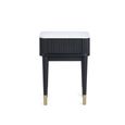 Louis Lamp Table - 1 Drawer - White Ceramic Top - Black Fluted Base