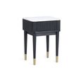 Louis Lamp Table - 1 Drawer - White Ceramic Top - Black Fluted Base