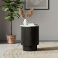 Lucas Black Side Table - 1 Door Round Fluted - White Marble Top