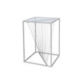 Luna End Table - Square - Clear Glass and Silver Metal