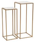 Mandoli Side Table - Set of 2 - White Marble and Gold - Square