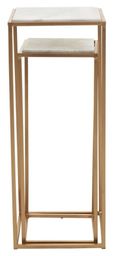 Mandoli Side Table - Set of 2 - White Marble and Gold - Square