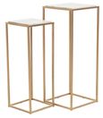 Mandoli Side Table - Set of 2 - White Marble and Gold - Square