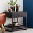 Mateo Industrial Style Black 1 Drawer Lamp Table