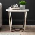 Meghan End Table - Square - Grey Marble and Chrome