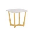 Meghan End Table - Square - White Marble Effect and Gold Metal