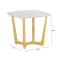 Meghan End Table - Square - White Marble Effect and Gold Metal