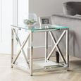 Miami Lamp Table - Square - Glass and Chrome
