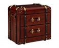 Mysore Handcrafted Leather Cognac 2 Drawer Side Table Trunk