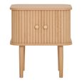 Nikko Side Table - 2 Door - Curved - Fluted - Pine Wood