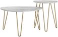 Nowata Athena White Marble Effect Nesting of 2 Tables - 7021891COMNUK