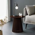 Ollie Lamp Table - Round - Slatted Base - Dark Oak