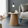 Ollie Lamp Table - Round - Slatted Base - Natural Oak