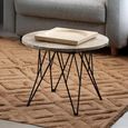 Prunus Side Table - Round - Brown Marble - with Black Hairpin Legs