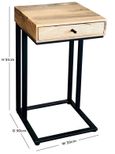 Ravi Mango Wood 1 Drawer Small C Shape Side Table
