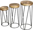 Ravi Mango Wood Set of 3 Round Stools