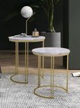 Ravi White Marble Round Nest of 2 Tables