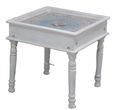 Rewa Hand Painted Carved Glass Top Side Table