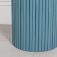 Ribbed Mango Wood Side Table - Ocean Blue - Round - Occasional