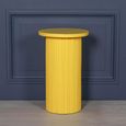 Ribbed Mango Wood Side Table - Yellow - Round - Occasional