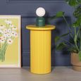 Ribbed Mango Wood Side Table - Yellow - Round - Occasional