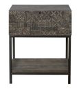 Sahara Black Washed Carved Mango Wood 1 Drawer Side Table