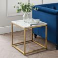 Scala Lamp Table - Square - White Marble Effect and Gold