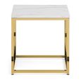 Scala Lamp Table - Square - White Marble Effect and Gold