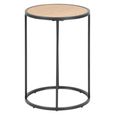 Seaford Side Table - Round - Oak and Black Metal