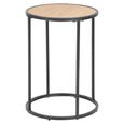 Seaford Side Table - Round - Oak and Black Metal