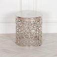 Fretwork Round Side Table - Silver Aluminium