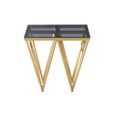 End Table - Square - Smoked Glass and Gold Metal
