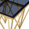 End Table - Square - Smoked Glass and Gold Metal