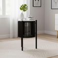 Soho Black Side Table - 1 Door - Slatted Story Round - White Marble Top