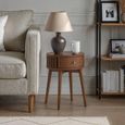 Soho Side Table - 1 Drawer - Slatted Round - Dark Oak