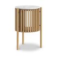 Soho Oak Side Table - 1 Door - Story Round Slatted - White Marble Top
