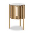 Soho Oak Side Table - 1 Door - Story Round Slatted - White Marble Top