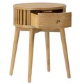 Soho Side Table - 1 Drawer - Slatted Round - Oak