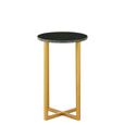 Templar Side Table - Round Tall - Green Marble and Gold