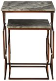 Templar Tables - 2 Tier - Grey Marble with Bronze Metal Base
