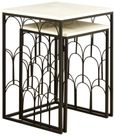 Templar Side Tables - Set of 2 - White Marble with Black Metal Base