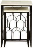 Templar Side Tables - Set of 2 - White Marble with Black Metal Base