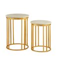 Templar Side Tables - Set of 2 - Round - White Marble and Gold