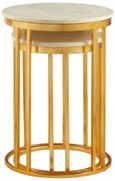 Templar Side Tables - Set of 2 - Round - White Marble and Gold