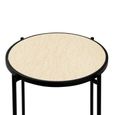 End Table - Round - Travertine Marble and Black Metal