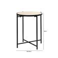 End Table - Round - Travertine Marble and Black Metal